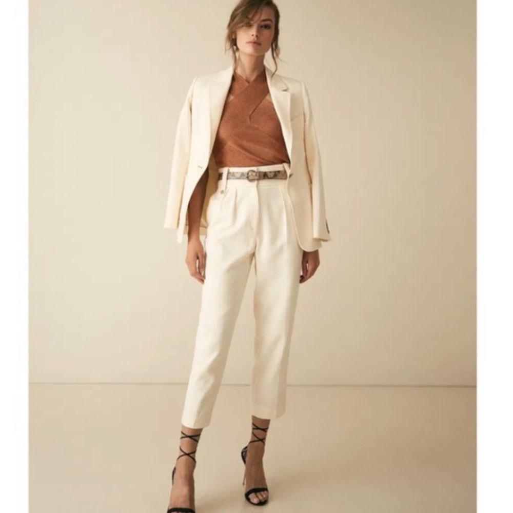 Reiss Metallic Criss cross Halter Neck Shimmer Cocktail Top in copper - Picture 4 of 6